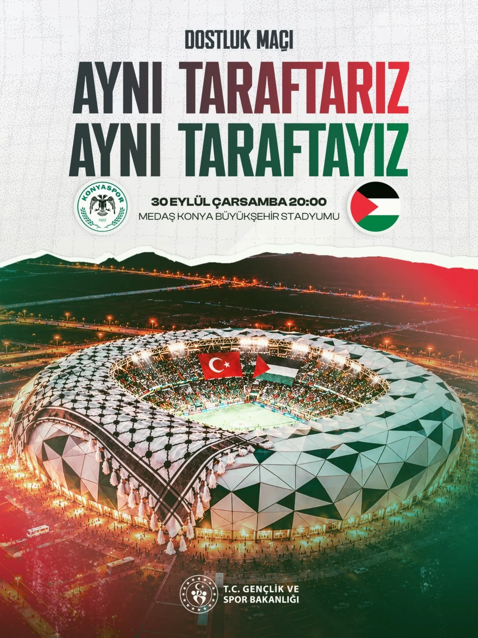 Bakan Bak, futbolseverleri Konyaspor-Filistin Milli Takımı dostluk maçına davet etti